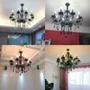 Lustres 15 Bras Moderne Led Noir De Luxe Lustres Cristal Lustre Lampe Vintage Plafond Bougie Luminaires