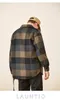 Men's wolmengsels 2023 herfst- en winterproducten plaid wollen jas pocket decoratie retro mode