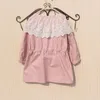 코트 2023 스프링 소녀 트렌치 아이의 옷 패션 레이스 패치 워크 면화 외부웨어 윈드 브레이커 어린이 2 색
