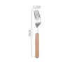 Geschirr Sets 1 PC Retro Edelstahl Geschirr mit Holzgriff Löffel Messer Gabel Besteck für Home Küche Utensilien