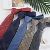 TIES Herrverksamhet 7,5 cm arbetsprofessionell student pläd casual mode bomull randiga slips tillbehör casual mens slips