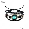 Charm Bracelets Women Men Leather Bracelet 3 Layer Wrap 12 Zodiac Constellations Design Birthday Gift Jewelry Drop Delivery Dhfwi