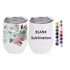 Blancs de sublimation sans tige en acier inoxydable 12 oz gobelet à vin tasse en verre avec couvercles en gros