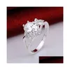 Trzy kamienne pierścienie damskie szterling sier platowany biały cyrkon Pierścień GSSR641B moda 925 Płyta dostawa biżuterii DHF78