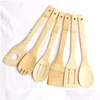 Ustensiles de cuisine Eco Friendly Bambou Spata Bois Couleur Cuisine En Bois Pelle Cuillères À Salade En Stock 1 3Zl E19 Drop Delivery Accueil Garde Dhf5B