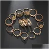 Ringos de cluster Boho Gold Packable Ring Conjunto de articulação de dedos esculpidos de dedos elegantes Acessórios de mão Jóias para mulheres e meninas Deliciar delicatessen dhyuc