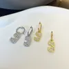 Luxe ovale en acier inoxydable diamant boucles d'oreilles lettre V géométrique femmes ronde cristal strass boucles d'oreilles bijoux de fête de mariage