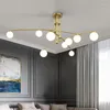 Lampadari Lampadario moderno minimalista con sfera di vetro LED Lampadario nordico per soggiorno Apparecchio di illuminazione per la casa Ristorante Sala da pranzo Lampada da tavolo sospesa