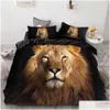 Set di biancheria da letto Set di stampa 3D Piumino personalizzato Er King / Europa / Usa Consolatore / Trapunta / Coperta Animal Black Lion Biancheria da letto 201211 Drop Delivery Dhpdo