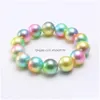 Beaded Newest Design Fashion Ranbow Color Beads Kid Bracelet Beautif Imitation Pearl Children Girl Jewelry Drop Delivery Bracelets Dhdt9