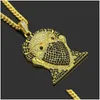 Pendant Necklaces Head Mask Necklace Crystal Chains Fashion Punk Hip Hop Jewelry For Men Women Drop Delivery Pendants Dhudy