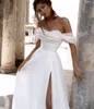 Elegante Al Largo Della Spalla Una Linea Abito Da Sposa Maniche Corte Spacco Laterale Organza Donne Abiti Da Sposa 2023 abiti da sposa