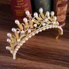 Other Fashion Accessories KMVEXO Luxury Bridal Tiaras Rhinestone Pearl Flower Silver Color Leaves Wedding Bride Crown for Pageant Party Headpieces Jew J230525