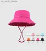 Chapéus de aba larga Mulher marca de luxo Chapéus largos Designer de verão Le Bob Andichaut Bucket Hat Solid Metal Letter Hat L230523