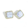 Stud bleu couleur résine pierres boucle d'oreille femmes brillant cristal géométrique carré boucles d'oreilles bijoux à la mode livraison directe Dhyog