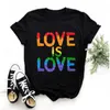 T-shirt da donna T-shirt da donna Rainbow Lesbian Pride LGBT Divertente Harajuku manica corta stampata