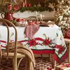 Table Cloth Red Christmas TableCloth Rectangle Washable Poinsettia Wedding Decoration For Kitchen Dinning Holiday Dinner Decor