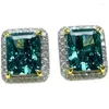 Stud-oorbellen 4-karaats Palaiba Mint Green High Carbon Diamond Redian rechthoekige ins Cool Fashion Personality