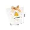 Gift Wrap 5/10Pcs White Eid Mubarak Bags With Ribbon Paper Candy Cookies Packing Bag Ramadan Decoration For Home Islamic Muslim Party