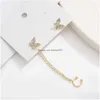 Ear Cuff Fashion Asimmetria Clip a farfalla di cristallo per le donne Ragazze Vintage Carino No Piercing Cartilagine finta Gioielli Drop Delivery Earr Dhwof