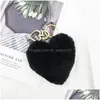 Portachiavi Cordini 10Cm Cute Fluffy Heart Womens Pom Poms Faux Pelliccia di Rex Portachiavi Ragazza Borsa Hang Car Ring Accessori per gioielli Drop Dhj3V