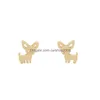 Stud Dog Animal Boucles d'oreilles Goujons mignons pour animaux de compagnie pour les femmes Cadeau Bijoux de mode Drop Delivery Dh32E