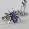 Cuff Links Latest Fashion Blue Crystal Spider High Quality French Shirt Cufflinks Men's Jewelry Gifts G220525