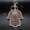 Porte-clés Islam Main De Fatima Turky Yeux Bleus Porte-clés Lucky Eye Hamsa Mains Fleur Porte-clés Pendentif Hommes Femmes Bijoux Chaveiro Para Carro