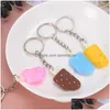 Nyckelringar Summer Creative Candy Color Soft Ice Cream Keychains Car Bag Pendant Jewelry Keyring for Women Drop Delivery DHQcy