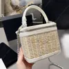 Bamboo Basket Woven Designer Makeup Bag Women's Bezerro Leather Silver Metal Handbag High Quality Designer Bags Shoulder Carrier Crossbody Bags Designers Woman