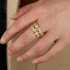 Anéis de casamento Heart Connetor Gold Micro Pave Clear Clear Cúbica Banda de Engajamento da Banda de Engajamento Ring Ring Fashion Gift Jewelry Tamanho 6 7 8