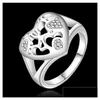 Mit seitlichen Steinen Womens Sterling Silber überzogene hohle Herz Zirkon Ring Gssr509 Mode 925 Platte Ringe Drop Lieferung Schmuck Dhlvj