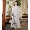 Ethnic Clothing Improved Cheongsam Dress Spring Summer Retro Daily Wear Chinese Style Embroidery Chiffon For Women