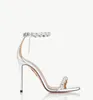 23s/s Designer de luxo Love Link Sandal Shoes Aquazzurs Aberto do dedo do pé Slingback Women Crystal Stain Vestido de noiva Glitter Lady High Heels EU35-43 Caixa original