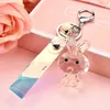 Key Rings Korean version dazzling colorful crystal keyring rabbit doll pendant car girl small gift wholesale keychain G230525