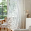Curtain American Pastoral Transparent Sheer For Living Room White Floral Lace Tulle Drapes Girls Bedroom Kitchen Door Custom