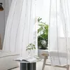 Vorhang Frühling Voile Fenster bestickt europäischen und amerikanischen Stil Polyester Baumwolle Gardinen für Wohnzimmer 21S02