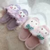 Tofflor Kawaii Cartoon Women Girl Japanese Anime Flat Peep Toe Plush inomhusskor Non-Slip Casual Pink Spring Autumn