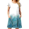 Casual Dresses Boho Beach Round Neck Short Sleeve Holiday A-Line Dress Mesh Fabric Vestidos Summer Y2k Cloth