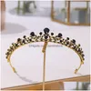 Tiaras Bridal Crown Headwear Birthday Headdress Black Rhinestones Retro Luxury Hair Accessories Drop Delivery Jewelry Hairjew Dhayo