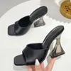 Pantoufles 2023 été chaussures pour femmes mode talon haut femmes soyeux large Transparent diapositives sandales dames pompes à talons