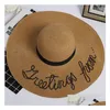Breda randen hattar hink till försäljning mode damer broderade sunhat med stjärna hatt gscm067a sommar koreanska strand mössor släpp leverans acce dhzbp