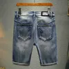 Vintage Splash Ink Denim Summer Bermuda Fashion Painting Youth Straight Men's Street Hip Hop Elastic Jeans Shorts P230525