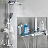Bathroom Shower Sets Chrome Piano Shower Set Wall Mounted Brass Hot Cold Bathroom Faucets Tap Luxury Smart Thermostatic Digital Bath Shower System G230525