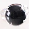 Pierścienie klastrowe 1PCS Kobiety pierścień Kamień naturalny czarny onyks okrągłe kaboszonowe koraliki kabiny regulowane biżuterię na palce k201