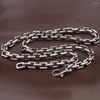 Chaînes en argent sterling 925 véritable 7 mm rectangle câble lien chaîne collier 21,6 pouces L