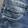 Bermuda Gedruckt Blatt Denim Sommer Neue Vintage Personalisierte Elastische Gerade Mode Straße männer Jeans Shorts P230525