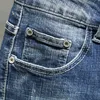 Bermudes imprimé feuille Denim été nouveau Vintage personnalisé élastique droite mode rue hommes Jeans Shorts P230525