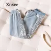 Jeans surdimensionné 80kg Hip Pop Blue Fashion Nouveau printemps 5xl Fat Fathe Fashion Elastic Taies Sequins Pantalon Jeans Loose