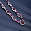 Vintage Ruby Diamond Naszyjnik 100% prawdziwy 925 Srebrny Srebrny Party Wedding Naszyjnik dla kobiet biżuteria zaręczynowa dla kobiet